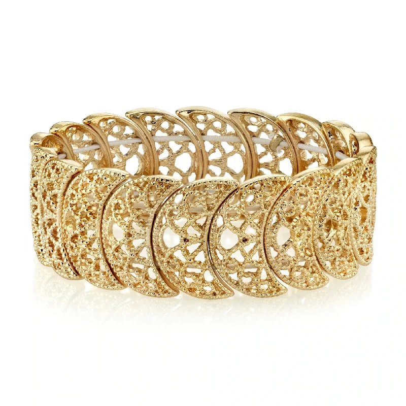 Vintage Lace Half-Circle Filigree Stretch Bracelet