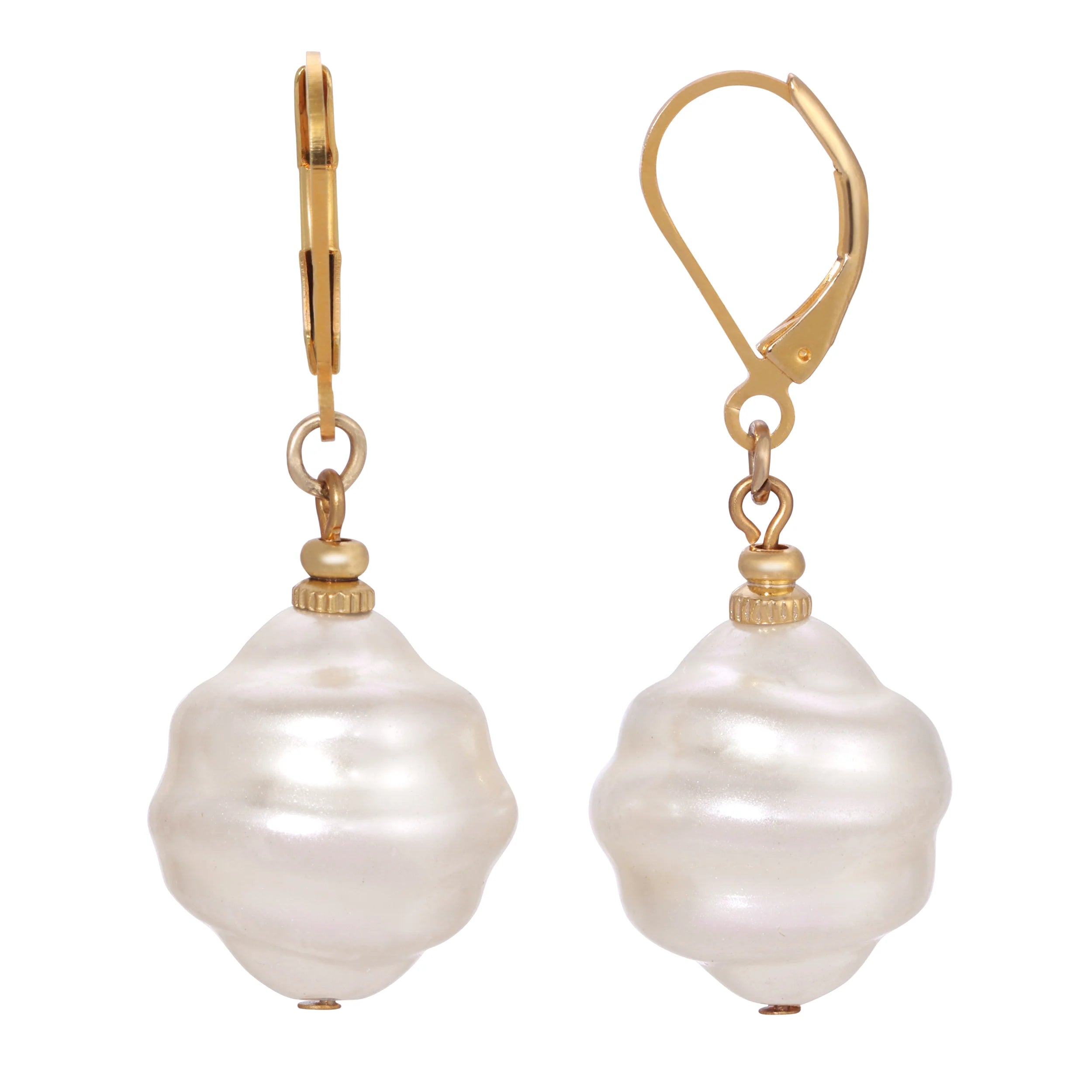 White Orbit Bead Drop Earrings