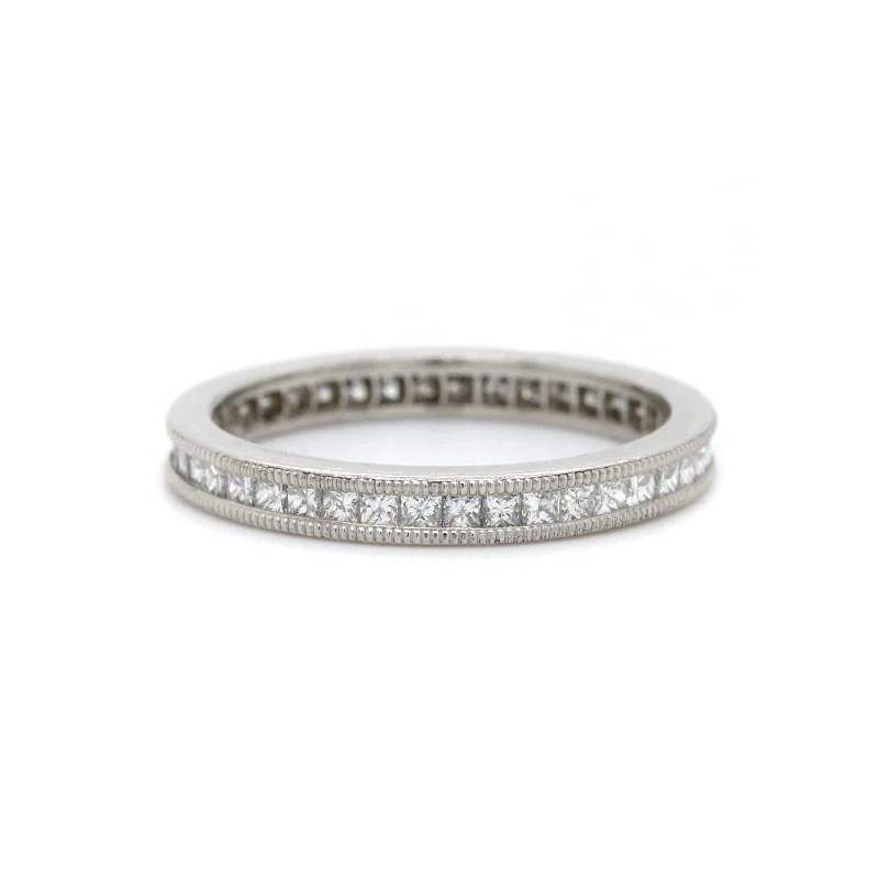 Platinum Channel Set Princess Cut Diamond Eternity Band