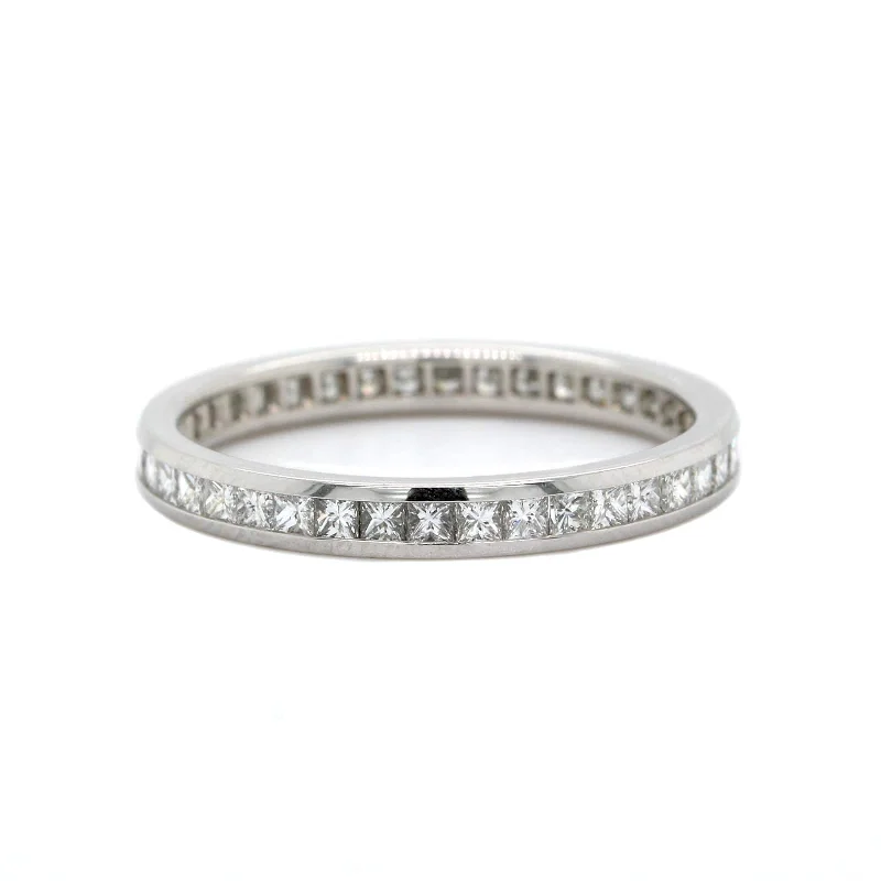 Platinum Channel Set Princess Cut Diamond Eternity Band