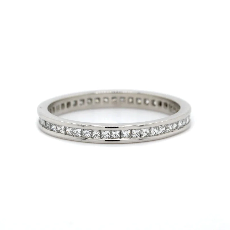 Platinum Channel Set Princess Cut Diamond Eternity Band