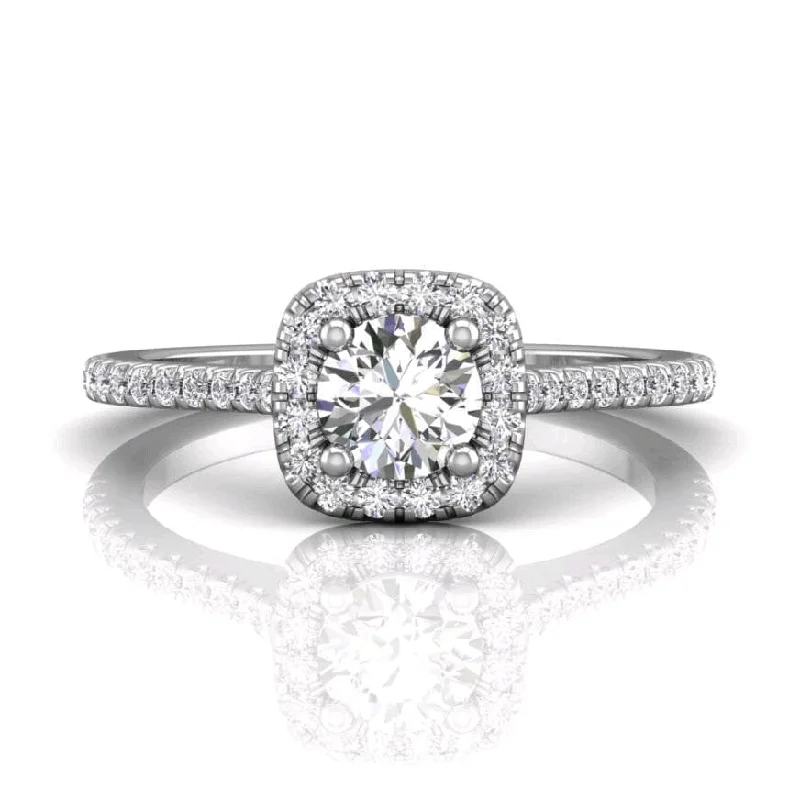 18K White Gold Halo Engagement Ring