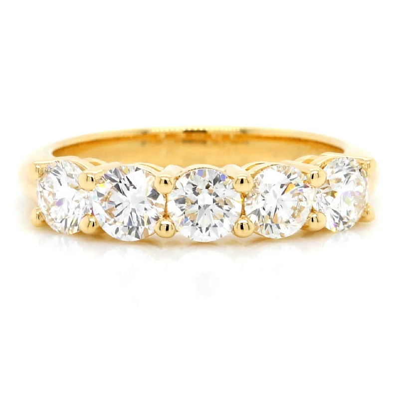 18K Yellow Gold Five-Stone Diamond Wedding Ring