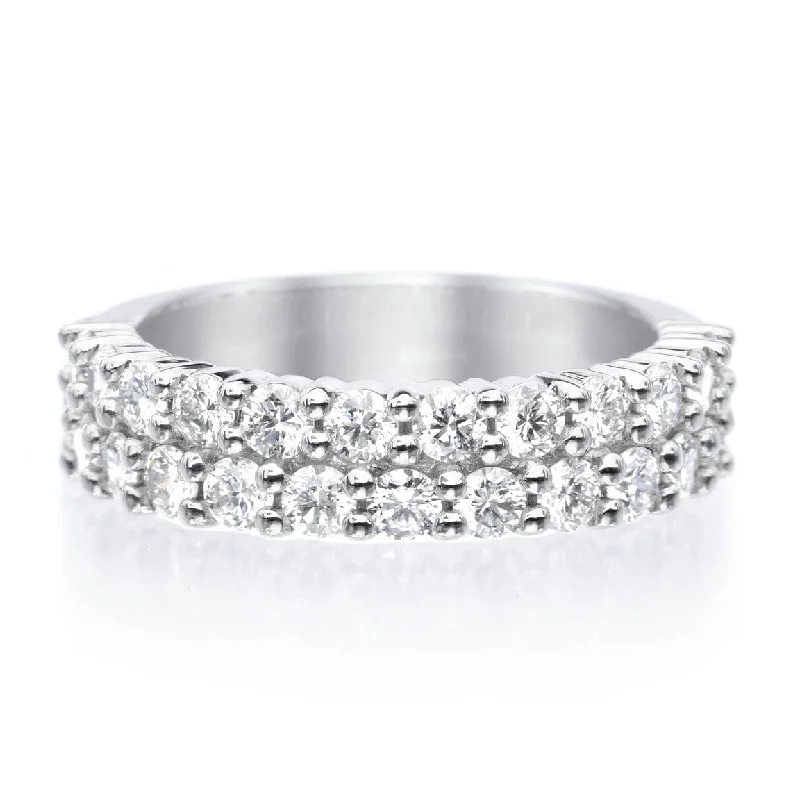 Platinum Paramount Two Row Diamond Band