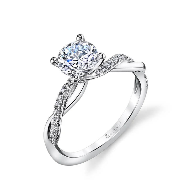 18K White Gold Twisted Shank Engagement Ring Setting