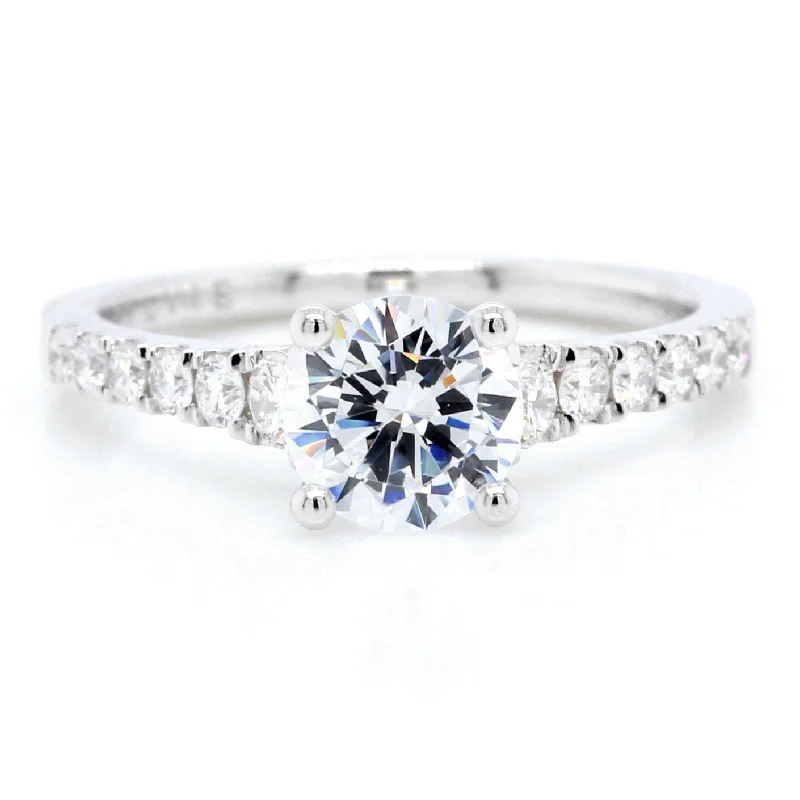 18K White Gold Pave Diamond Engagement Ring Setting