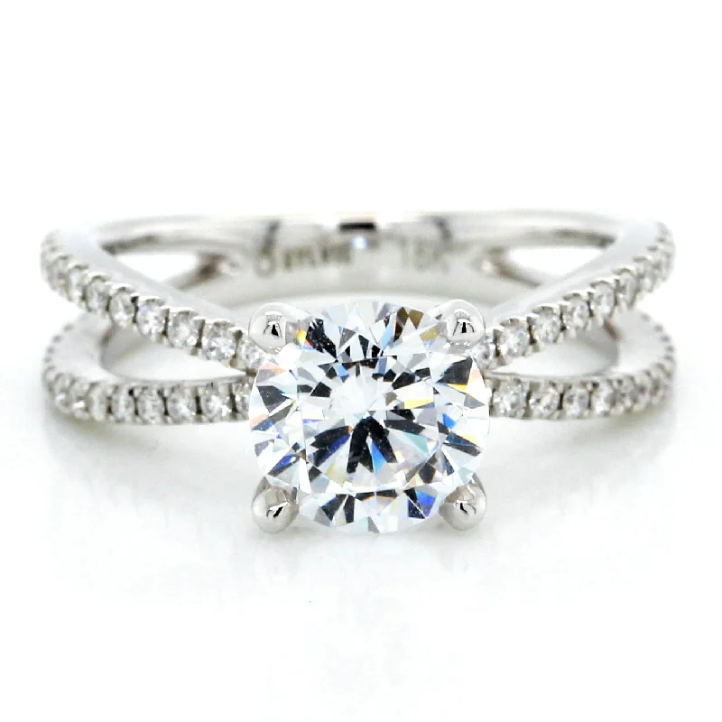 18K White Gold Double Shank Engagement Ring Setting