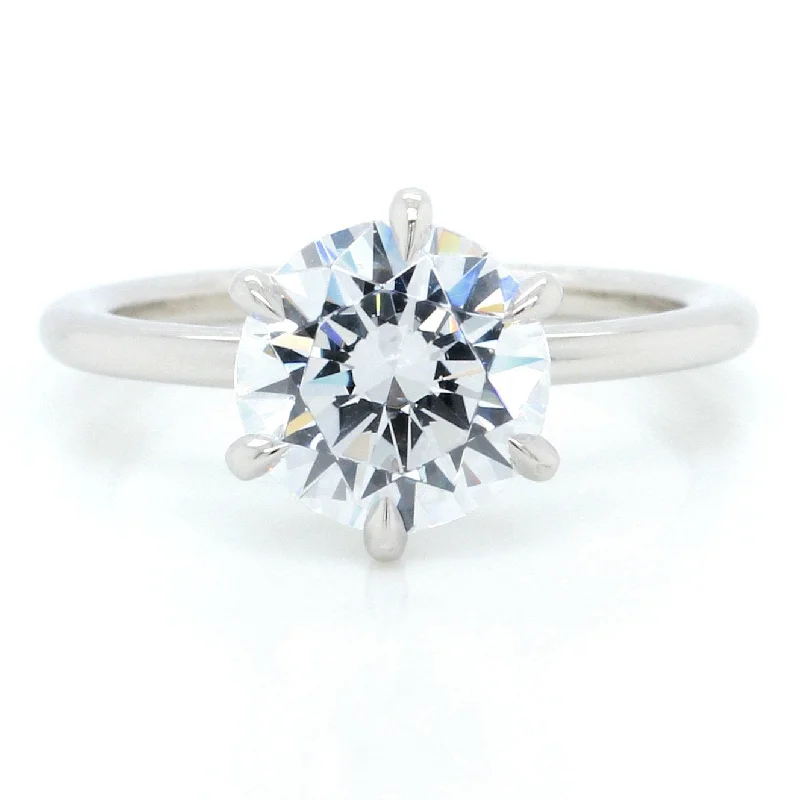 Platinum Six-Prong Round Diamond Engagement Ring Setting