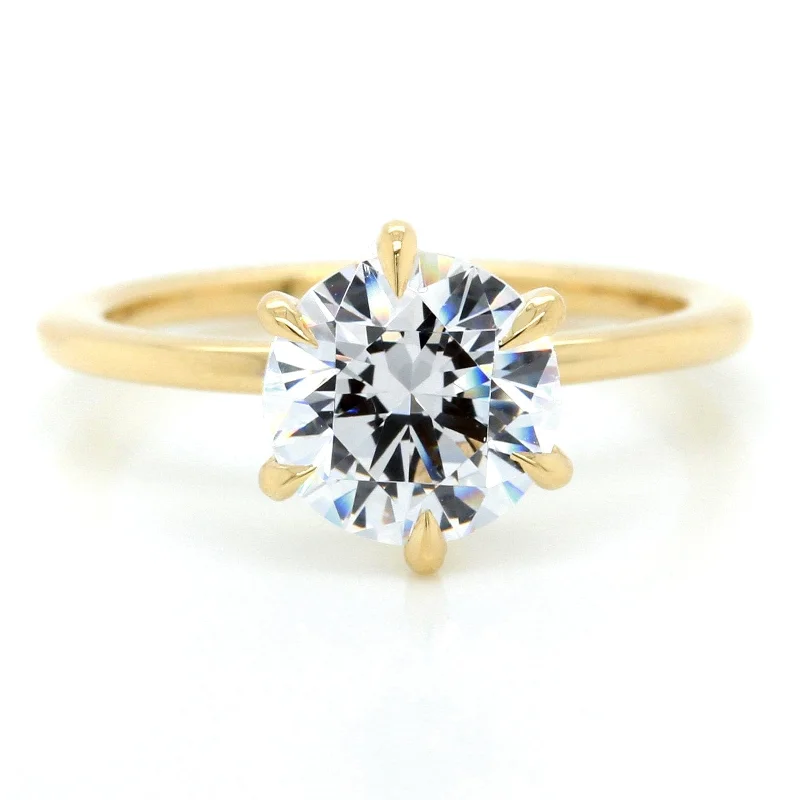 18K Yellow Gold Six-Prong Round Diamond Engagement Ring Setting