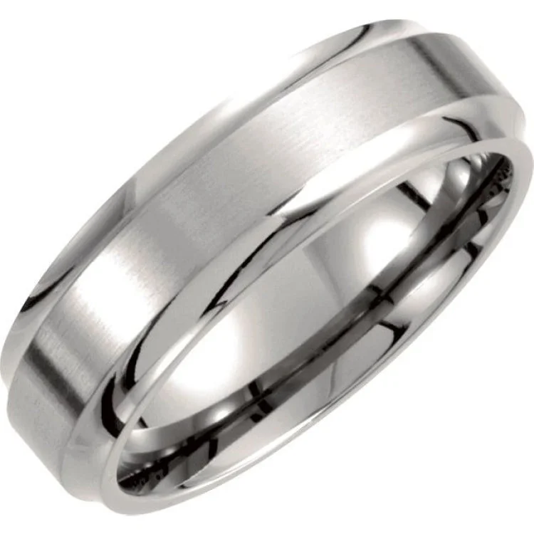 Titanium 7 mm Ridged Band Size 12.5