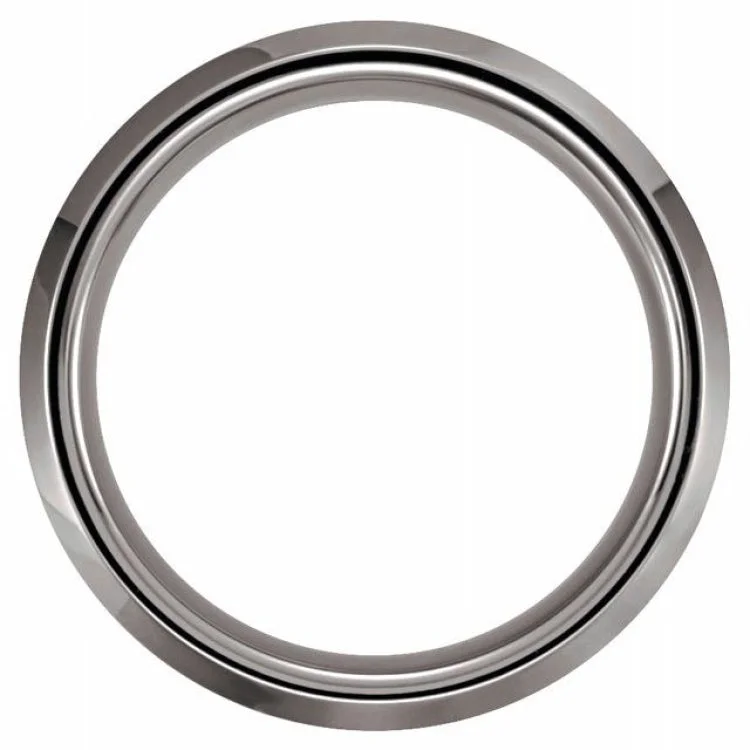 Tungsten 8 mm Satin & Beveled-Edge Band Size 7