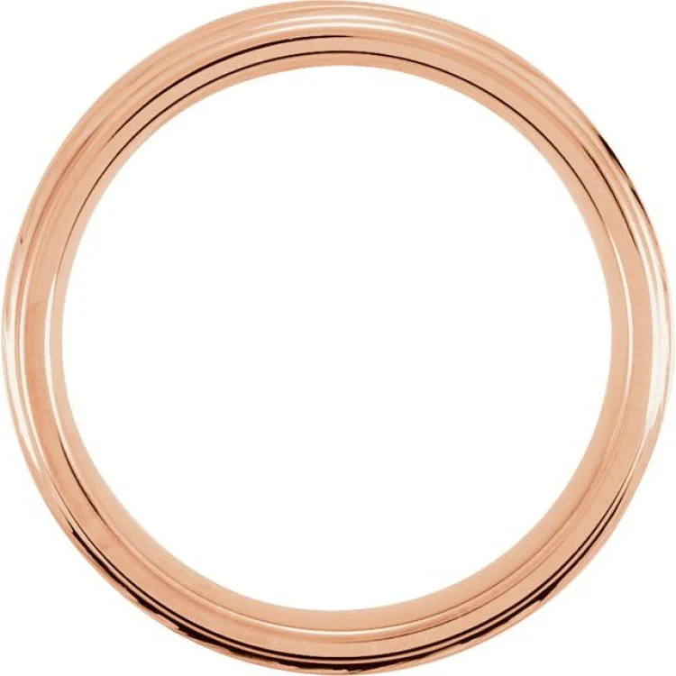 18K Rose Gold PVD Tungsten 4 mm Satin and Polished Edge Band Size 8