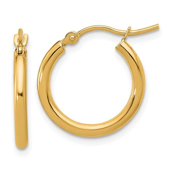 10K Yellow Gold Polished 2mm Hoop Earrings