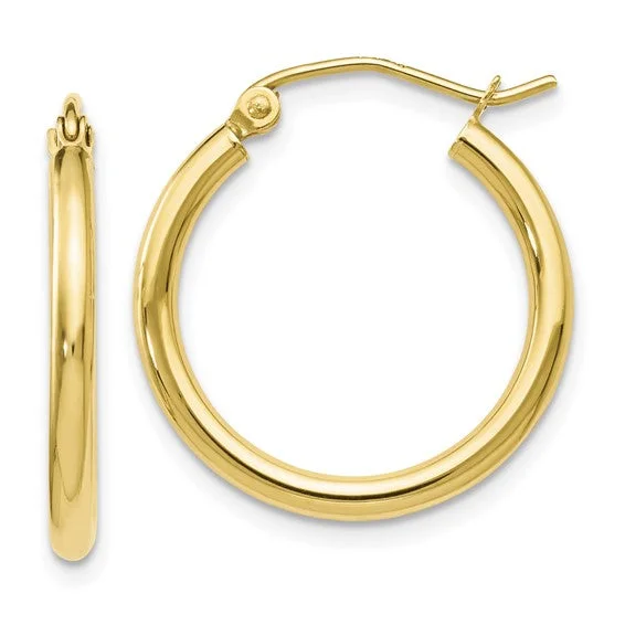 10K Yellow Gold Polished 2mm Hoop Earrings