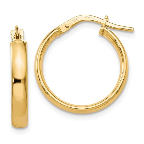 10K Yellow Gold Polished 3mm Hoop Earrings