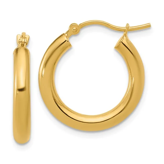 10K Yellow Gold Polished 3mm Hoop Earrings