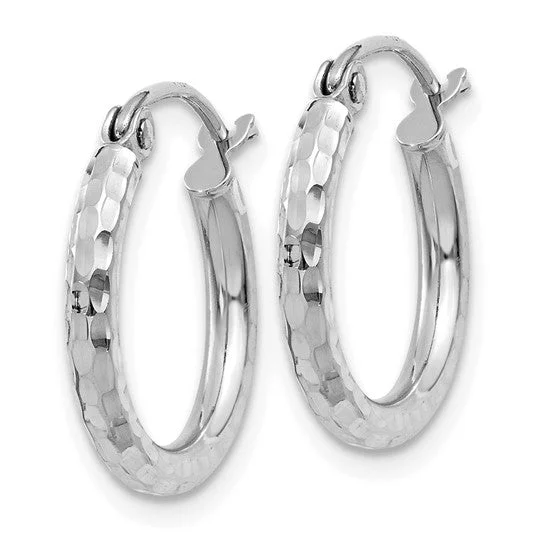 14k Diamond Cut Polished 2mm Hoop Earrings