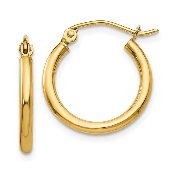 14k Polished 2mm Hoop Earrings