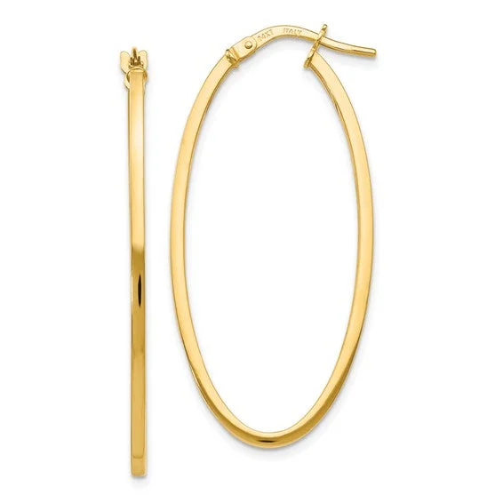 14k Polished Oval Hoop Earrings