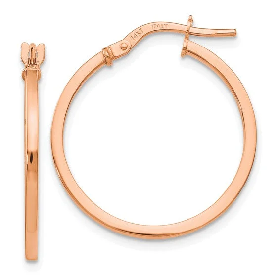 14K Rose Gold 1.5mm Polished Hoop Earrings