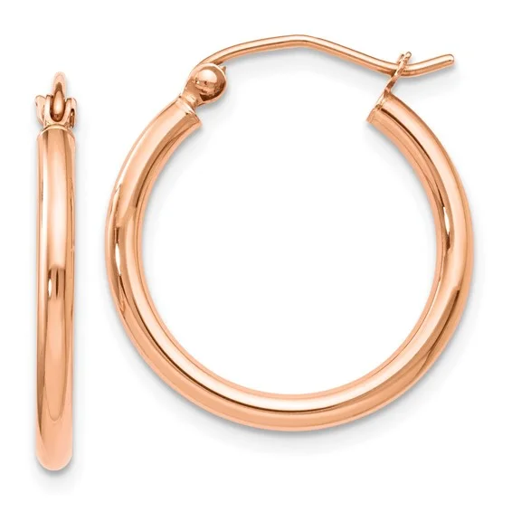 14K Rose Gold 2mm Polished Hoop Earrings