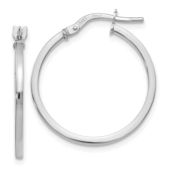 14K White Gold Polished Hoop Earrings