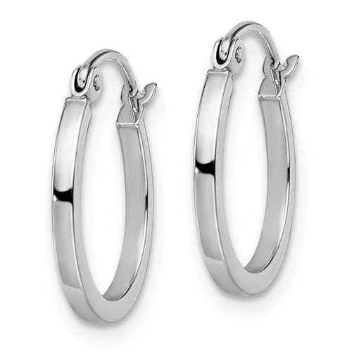 14k White Gold Polished Hoop Earrings