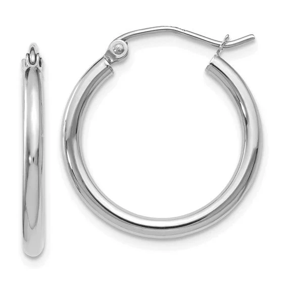 14K White Gold Polished Hoop Earrings