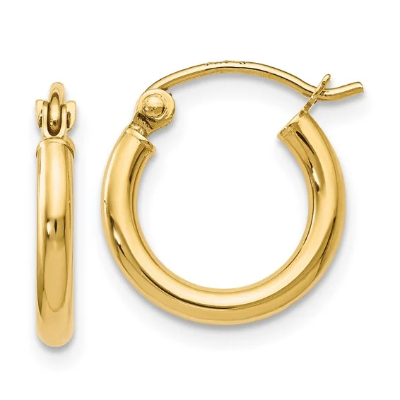 14K Yellow Gold 2mm Polished Hoop Earrings