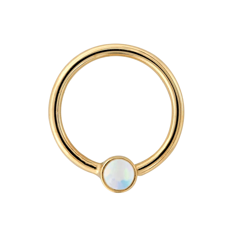 Bezel-set Fixed Gem Ring - White Opal