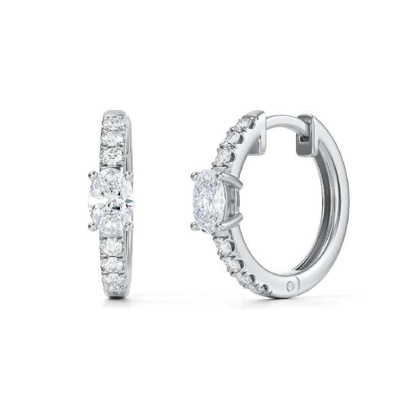 Lab Grown Diamond Huggie Earrings - Oval