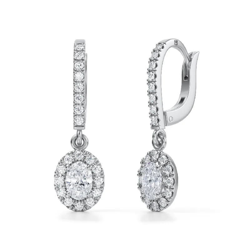 Oval Halo Drop Earrings