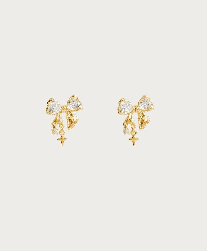 Sparkle Bow Earrings in Gold