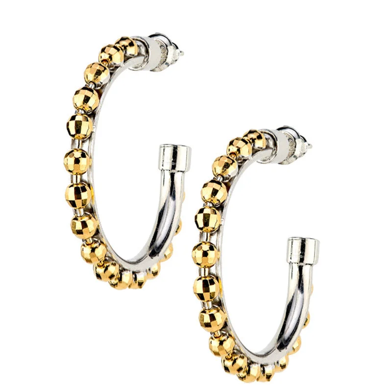 Sterling Silver Gold Plated Small Sparkle Bead Hoops