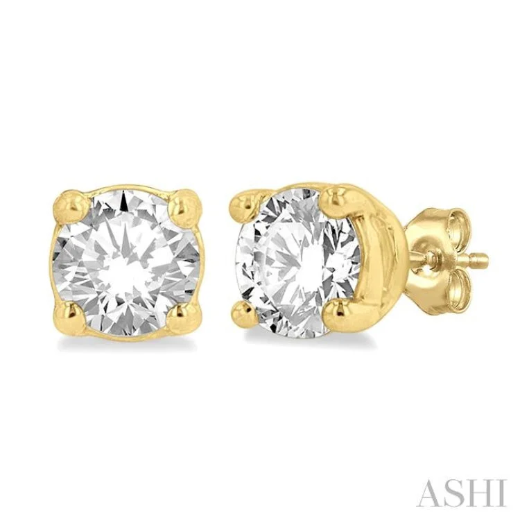 1/4 ctw Round Cut Diamond Stud Earring in 14K Yellow Gold