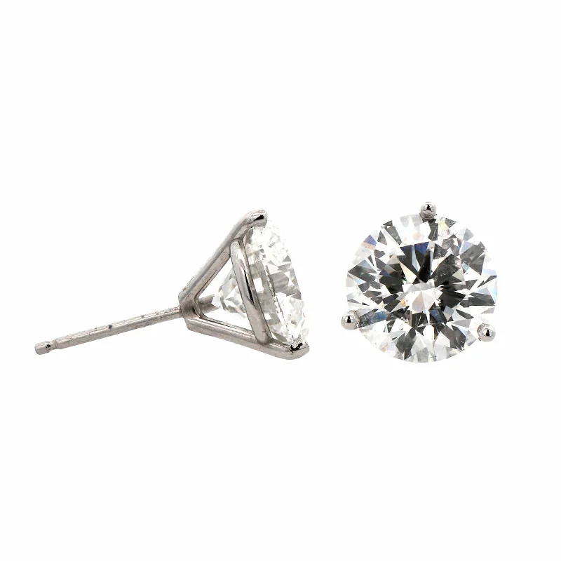 Platinum 3 Prong Martini Style 6CTW Diamond Stud Earrings