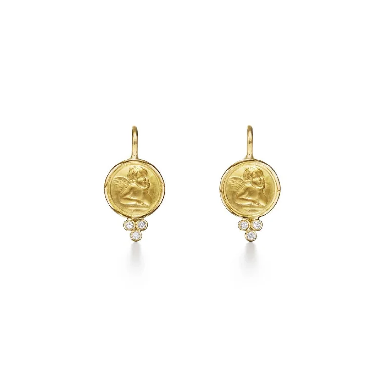 Temple St. Clair 18K Yellow Gold Angel Diamond Earrings