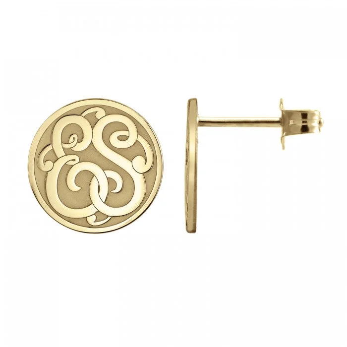 Fink's 10mm Classic Recessed Two Initial Monogram Stud Earrings