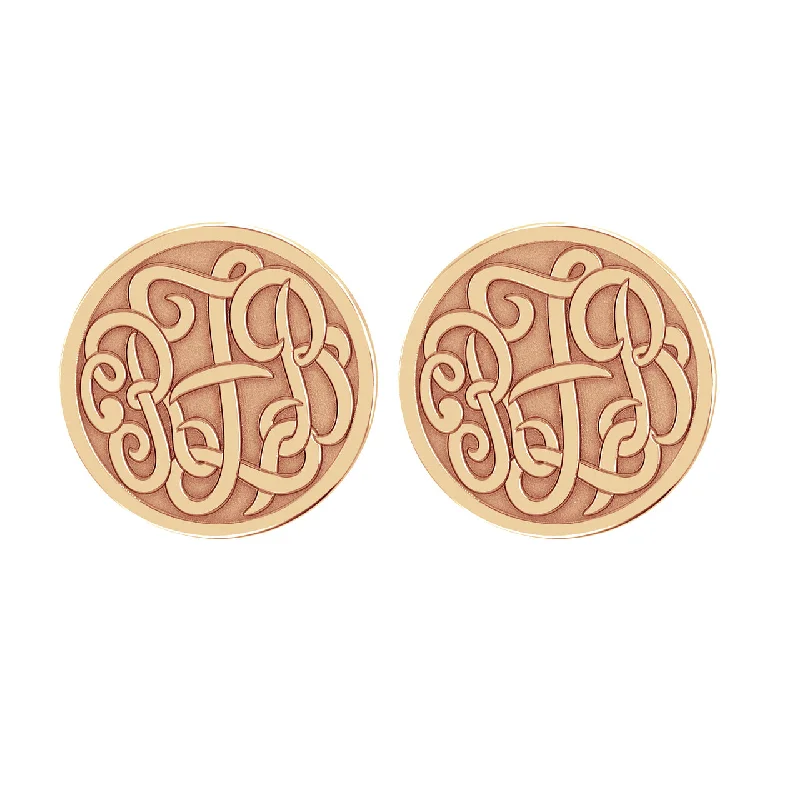 Fink's 20mm Classic Recessed Monogram Stud Earrings