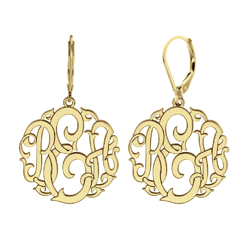 Fink's 20mm Classic Script Lettering Monogram Leverback Earrings