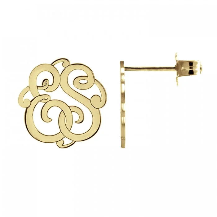 Fink's 20mm Classic Two Initial Monogram Stud Earrings