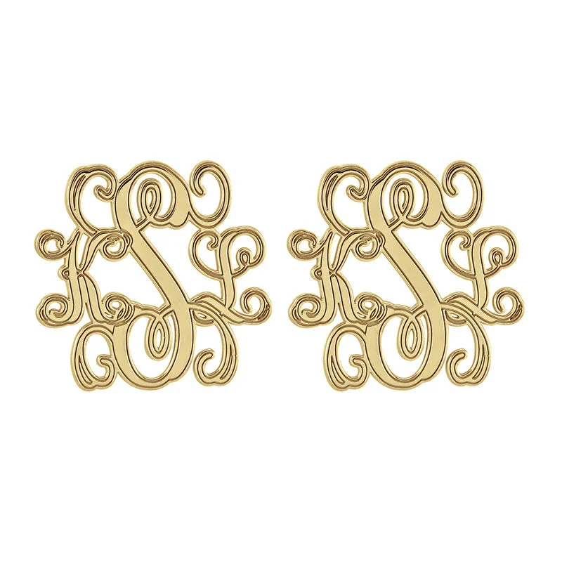 Fink's 20mm Traditional Monogram Stud Earrings