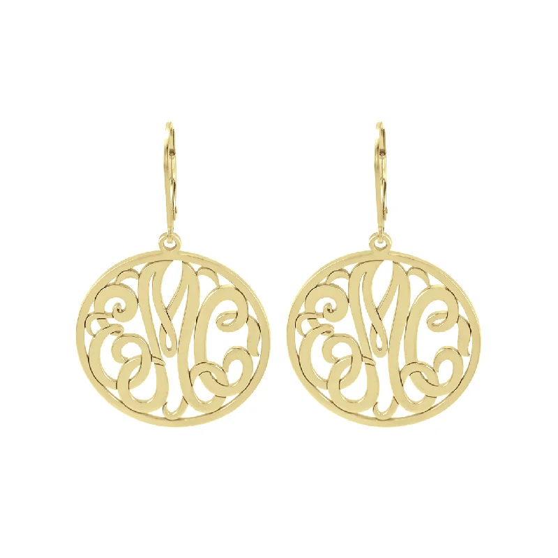 Fink's 25mm Classic Bordered Monogram Leverback Earrings