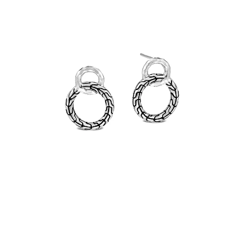 John Hardy Classic Chain Sterling Silver Hammered Link Drop Earrings