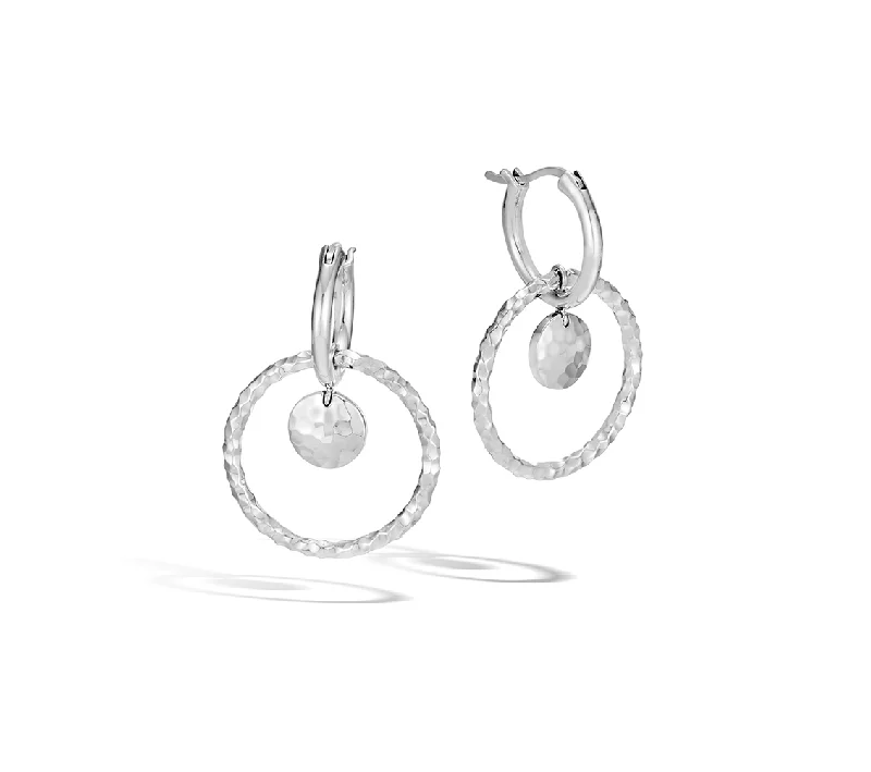 John Hardy Dot Sterling Silver Hammered Circle Drop Earrings