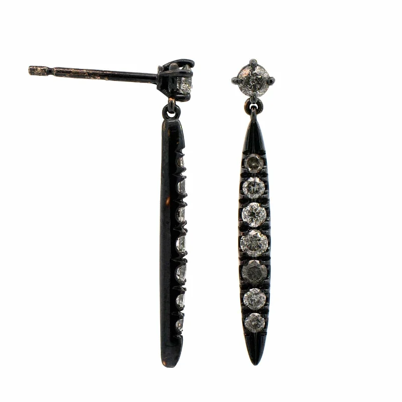 18K White Gold Grey Diamond and Black Rhodium Dangle Earrings