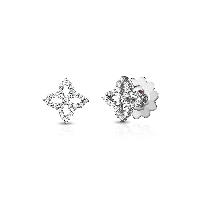 Roberto Coin Diamond Princess Flower 18K White Gold Diamond Flower Outline Small Stud Earrings