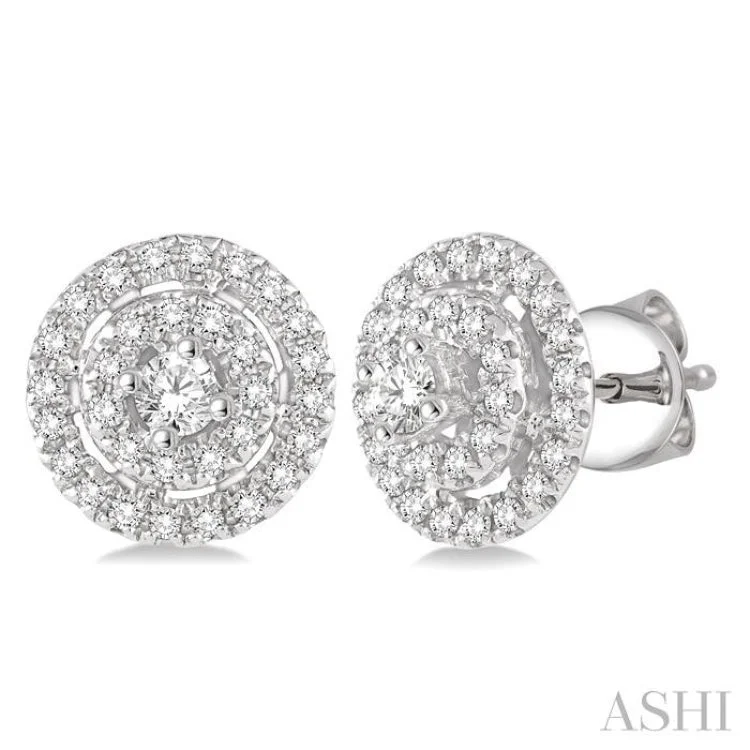 1/3 Ctw Round Cut Diamond Fashion Earrings in 14K White Gold