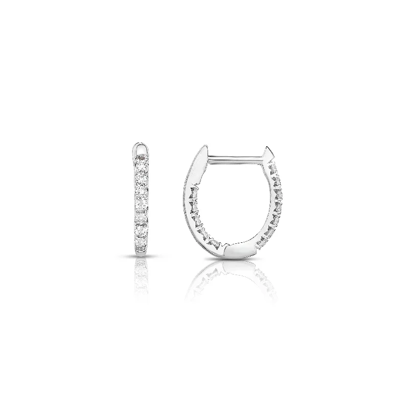 Sabel Collection 14K White Gold Small Oval Inside Out Diamond Hoop Earrings