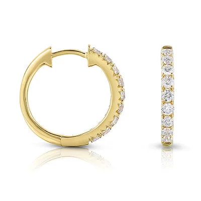 Sabel Collection 14K Yellow Gold Round Diamond Hoop Earrings